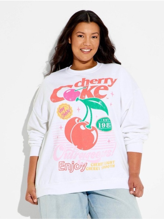 Coca Cola Sweaters - Coca Cola Cherry Coke Graphic Crewneck Sweatshirt